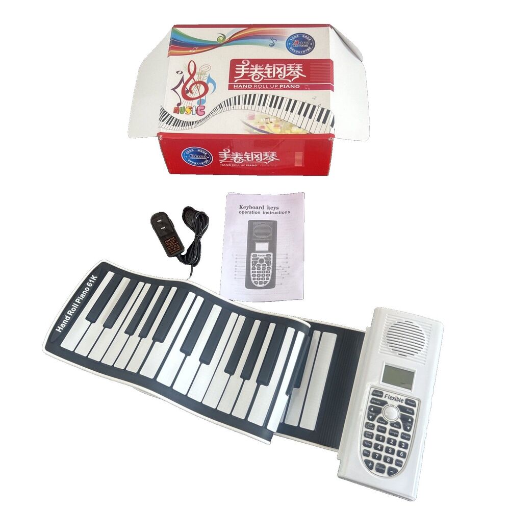 61 Keys Roll Up Soft Silicone Electronic Piano Keyboard Built-in Speaker